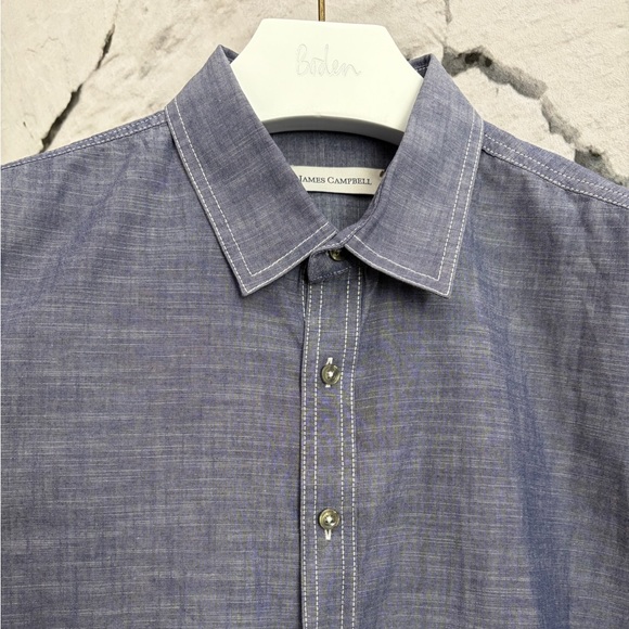 James Campbell Other - James Campbell Denim Blue 100% Cotton Button Up Short Sleeve Casual Shirt Beachy